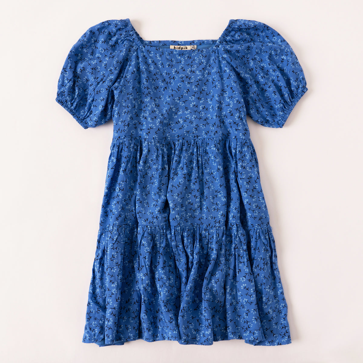 floral puff sleeve doll mini dress KIDPIK Girls Puff Sleeve Floral Pattern Baby Doll Tiered Dress, Size: 12 Months