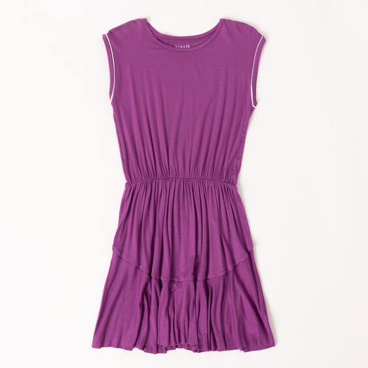 Piped Sleeve Dress - Striking Purple