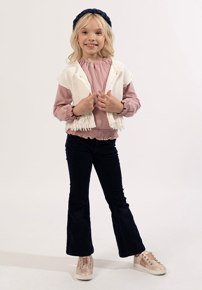 KIDPIK Girls Sleeveless Button Front Fringe Sweater Vest, Size: 12