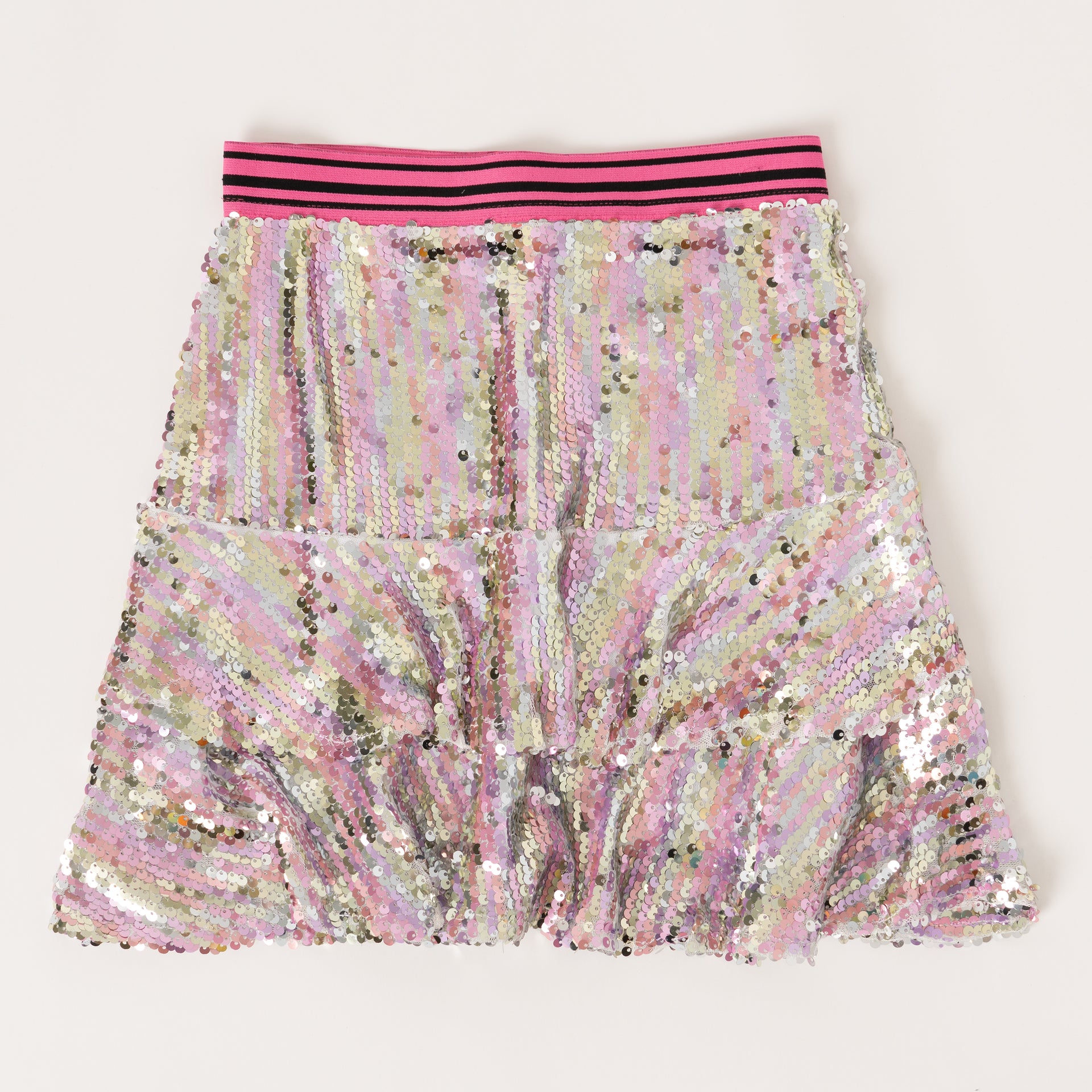 KIDPIK Girls Pull On Multi Colored Sequins Tiered Ruffle Skirt