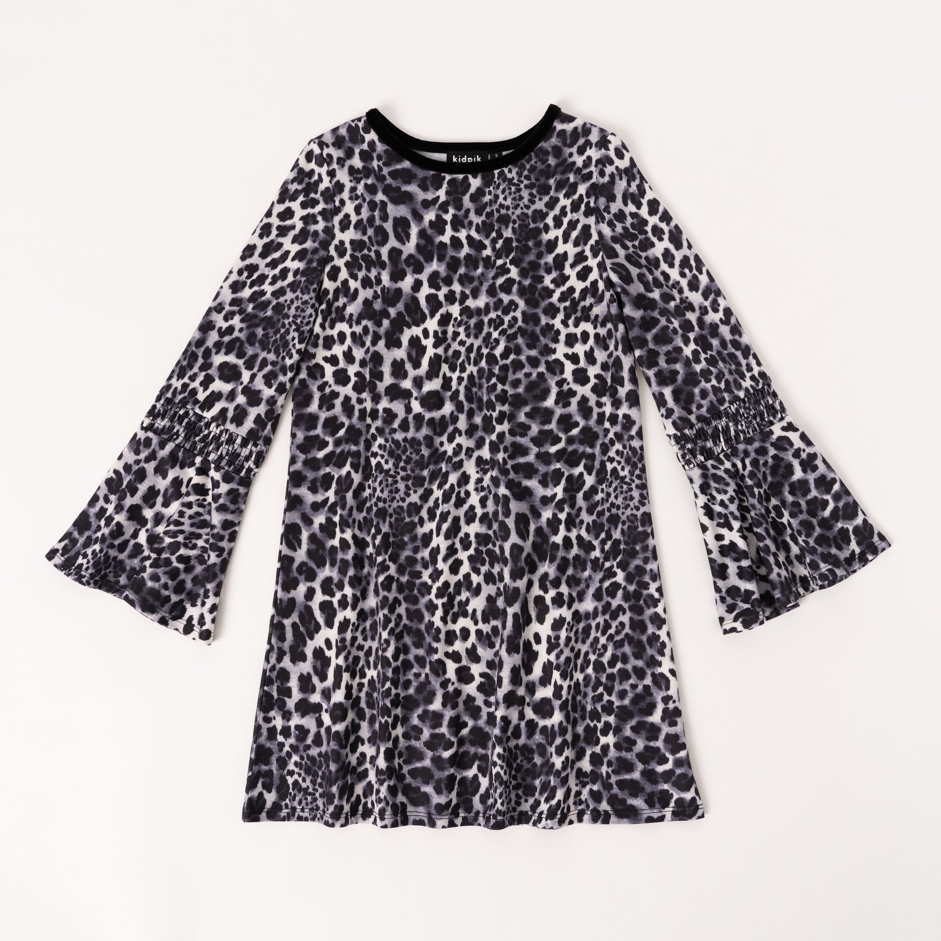 KIDPIK Girls Long Sleeve Leopard Print Dress, Size: 2T