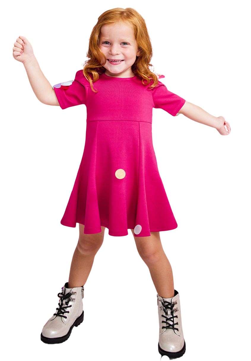 KIDPIK Girls Short Sleeve Puff Sleeve Knit Skater Dress, Size: 12