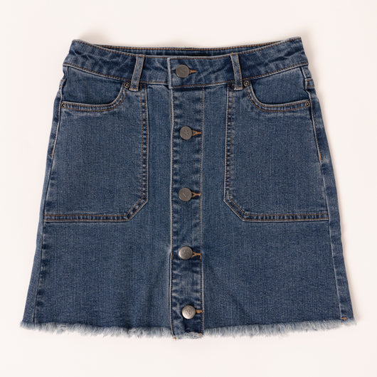 Front Pocket Denim Skirt - Zircon Wash
