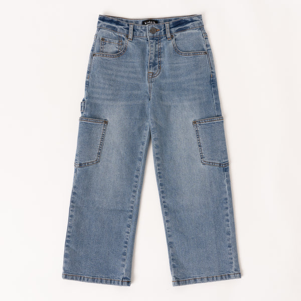 KIDPIK Girls Denim Leg Wide – Jeans, 16 Stretch Size Cargo Kidpik