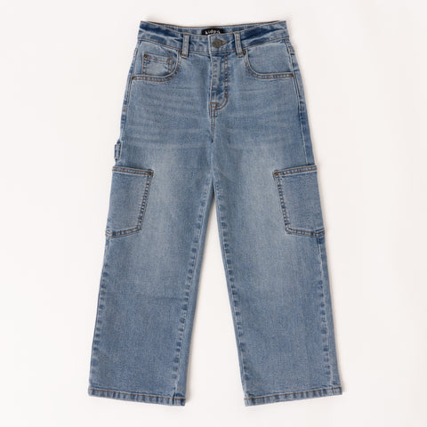 KIDPIK Girls Wide Leg Cargo – Jeans, Kidpik Size Denim 16 Stretch