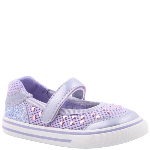 KIDPIK Girls Mesh Rhinestone Low Top Velcro Sneaker, Size