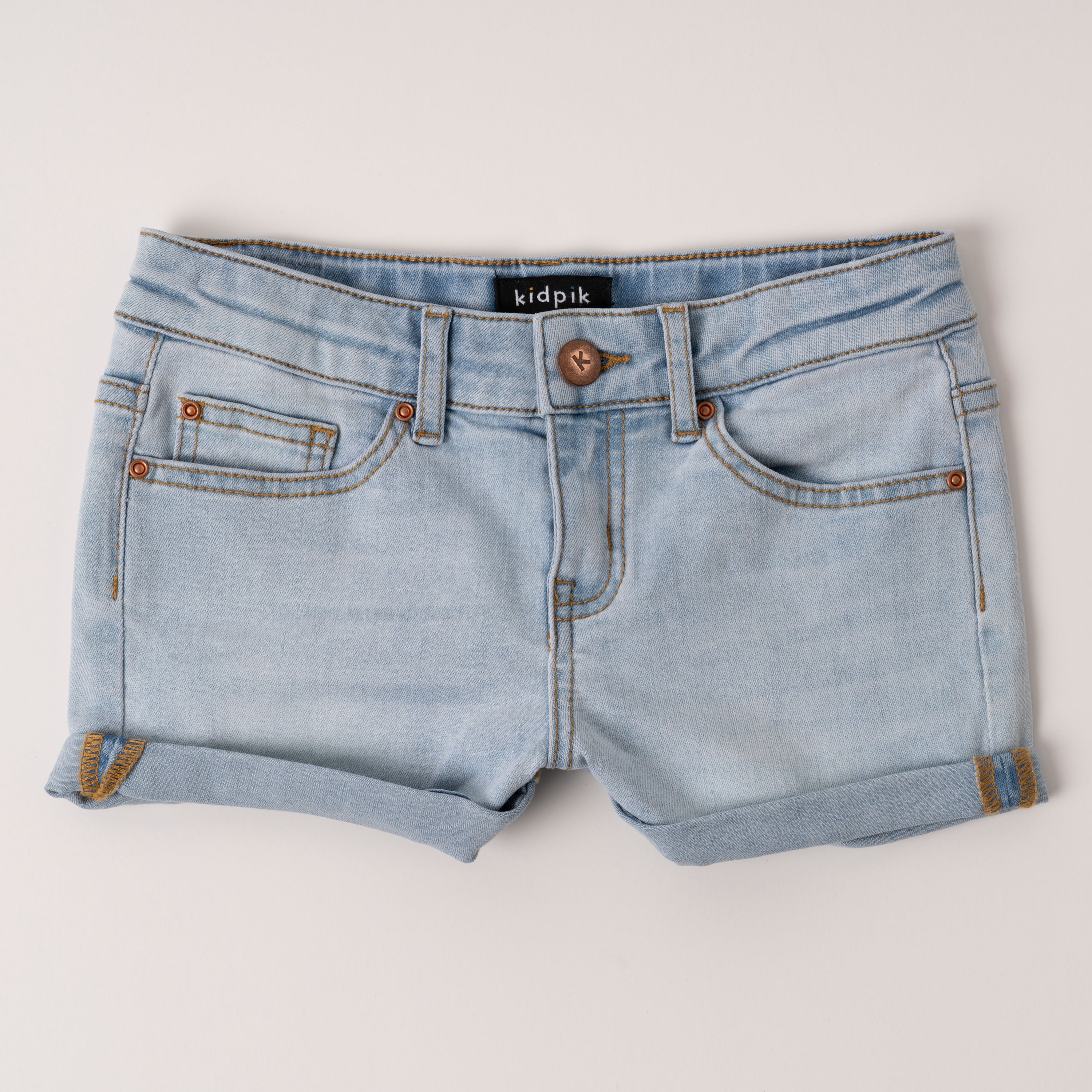 KIDPIK Girls 5 Pocket Denim Cuffed Shorts, Size: 2 - 3 – Kidpik