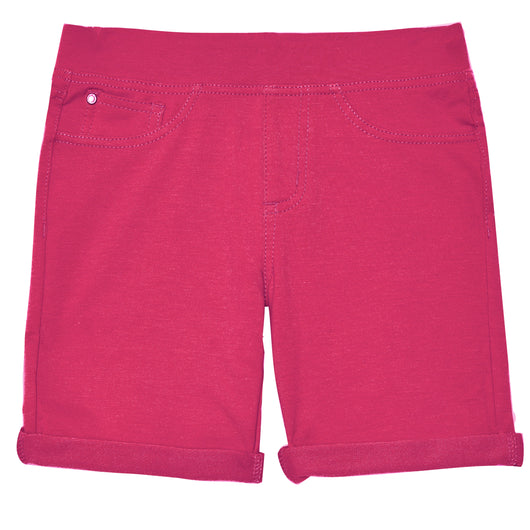 Easy Pull-On Knit Bermuda Shorts - Pink Peacock