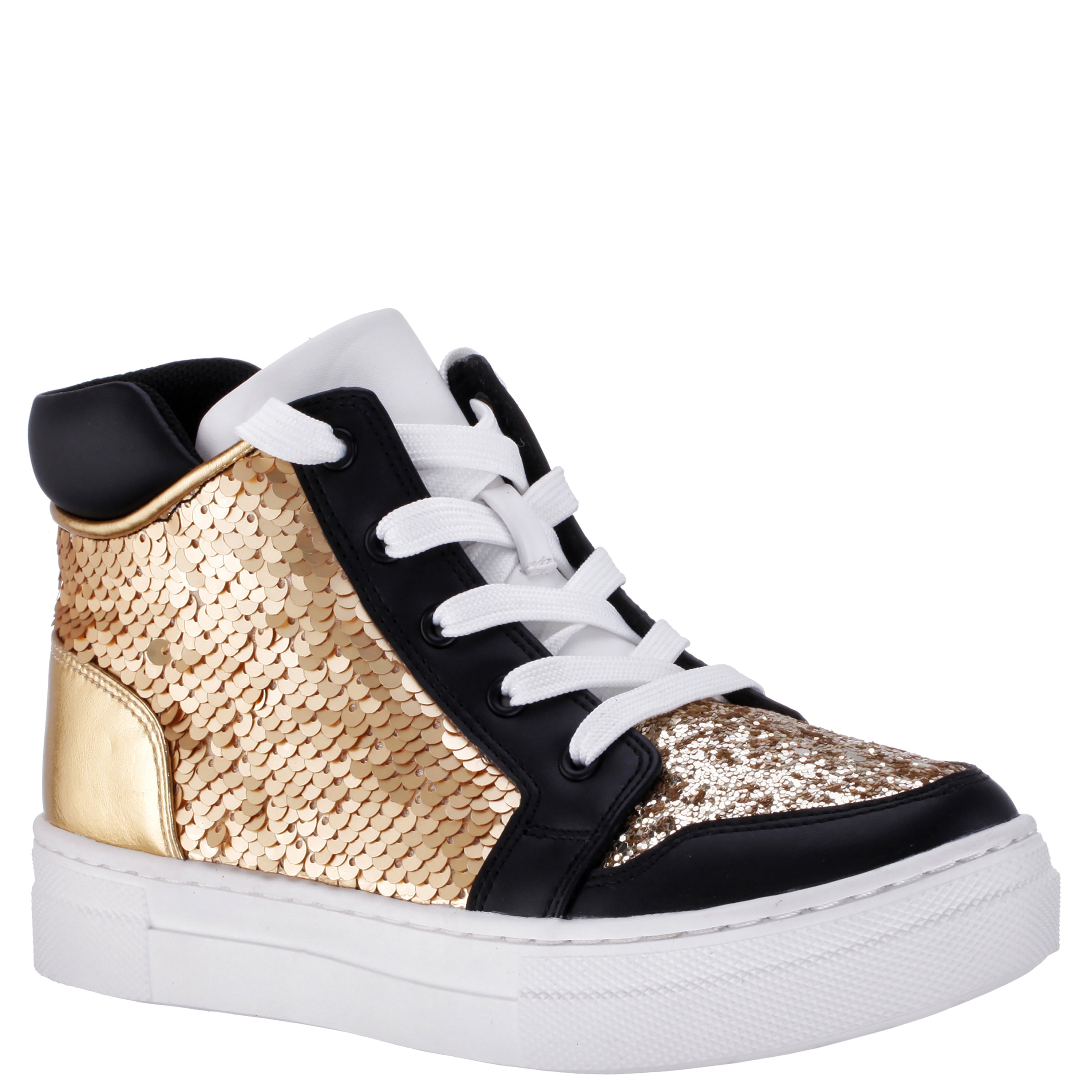 KIDPIK Girls: Gold Sequin Glitter Hightop – Kidpik