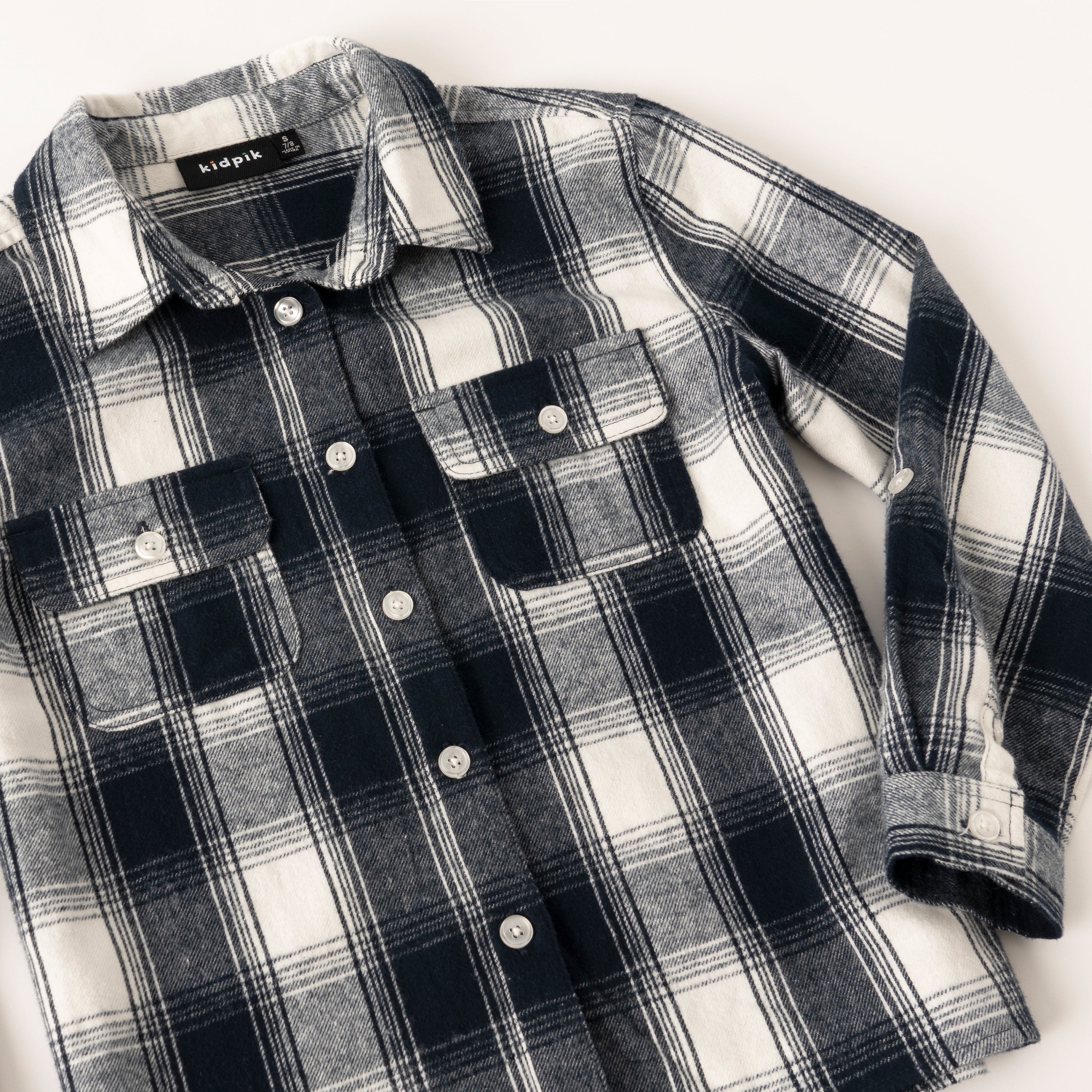 KIDPIK Girls Flannel Boxy Button Up Shirt Classic, Size: 12 Months