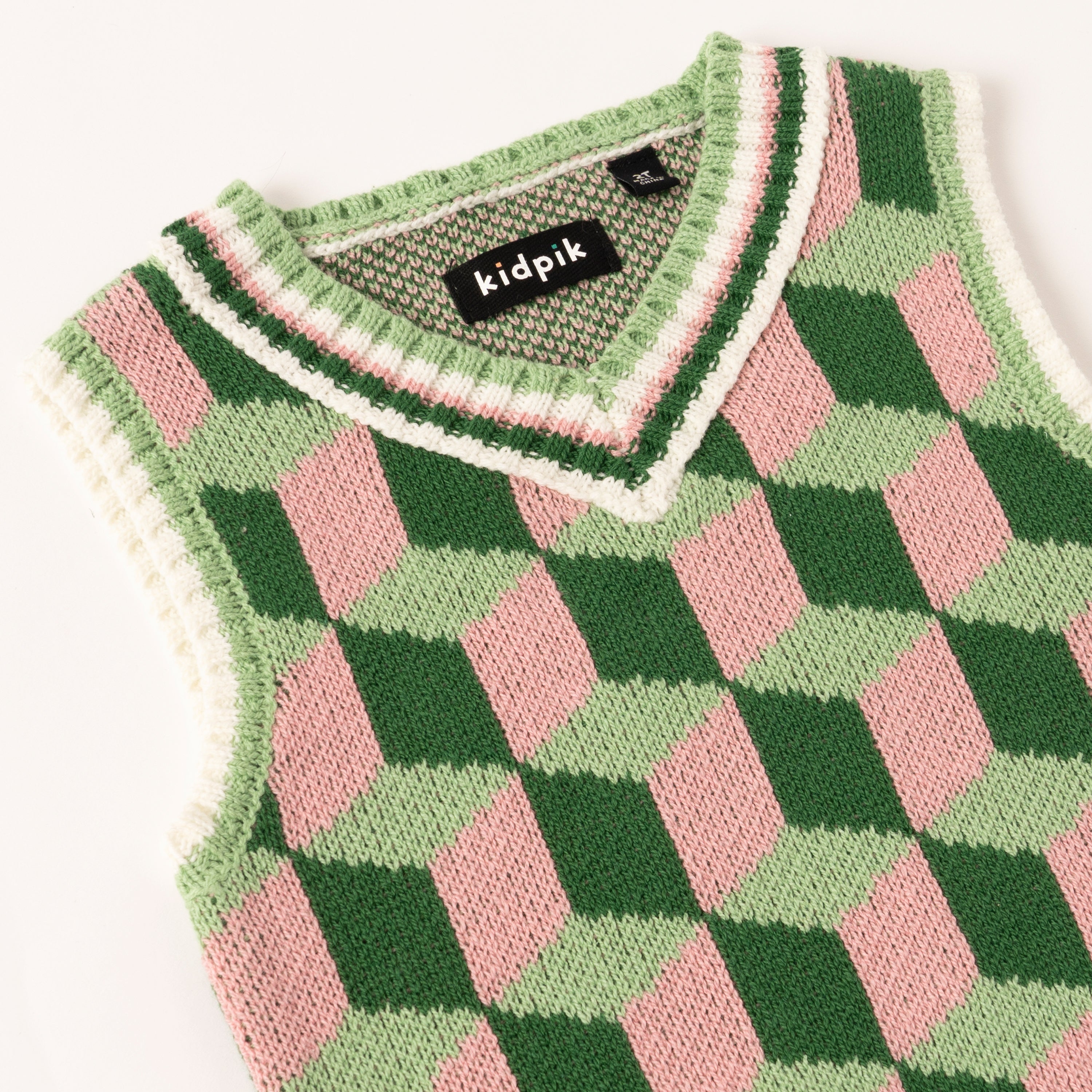 KIDPIK Girls Sleeveless V Neck Geo Sweater Vest, Size: 12 Months