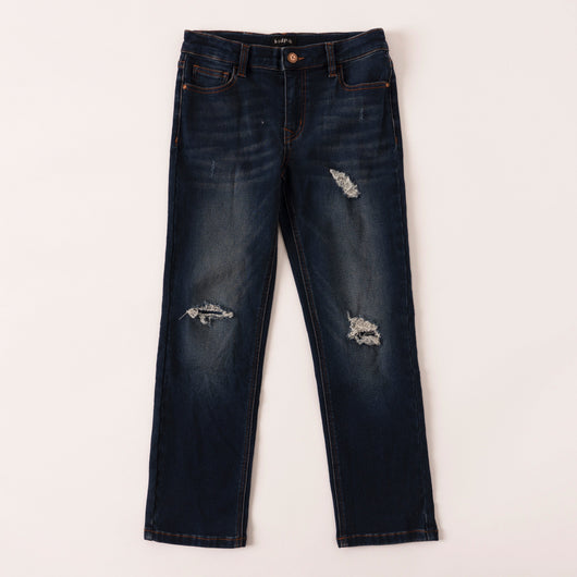 Distressed Knit Straight Jean - William Wash