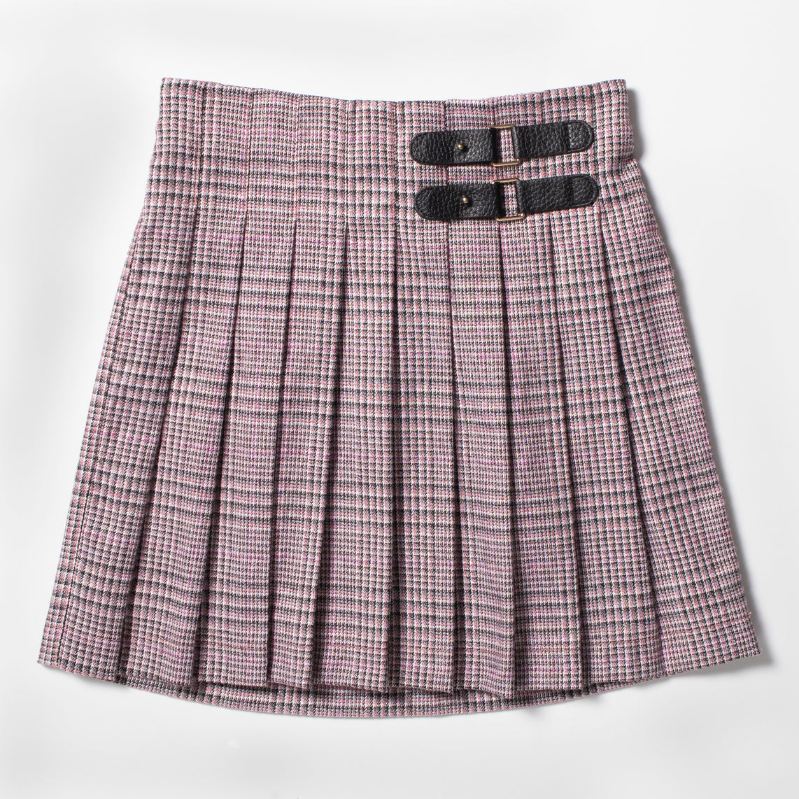 Lurex Plaid Kilt Pull On Pleated Plaid Skirt