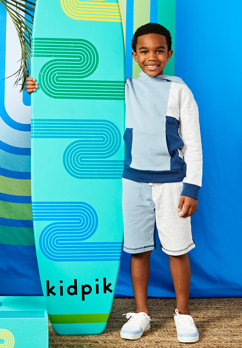 KIDPIK Boys Long Sleeve Fleece Color Block Hoodie, Size: 2T - L