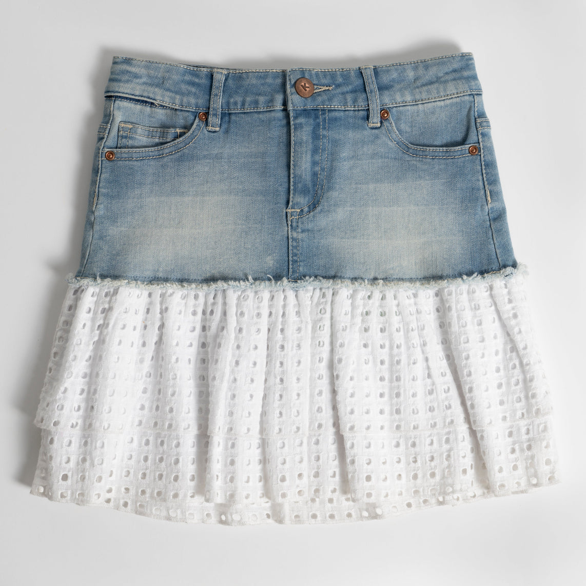 Girl Tiered Skirt in Denim or Linen blends all sizes