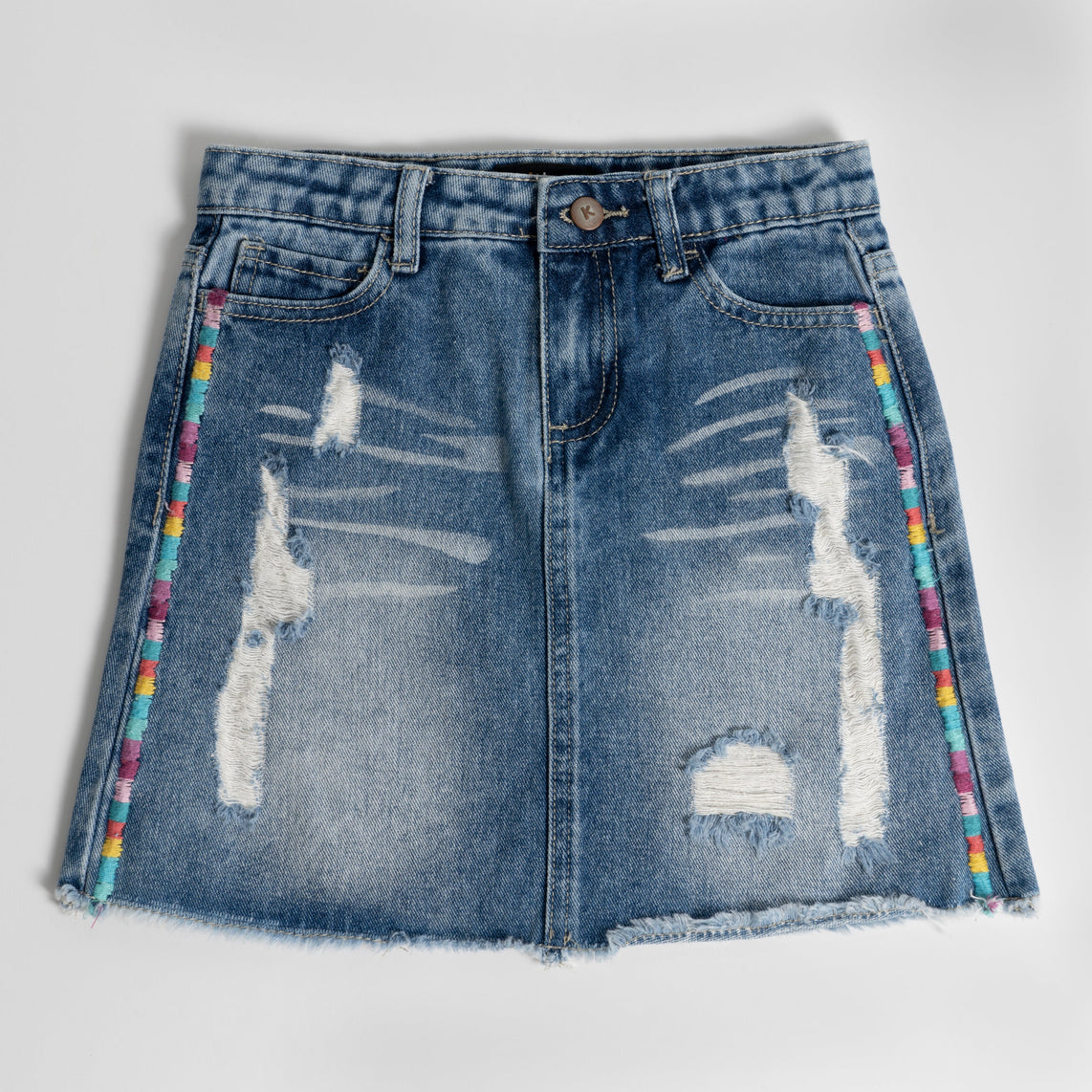 Buy Lilpicks Funky Printed Top With Applique Denim Dungaree Skirt White  Blue (Set of 2) online