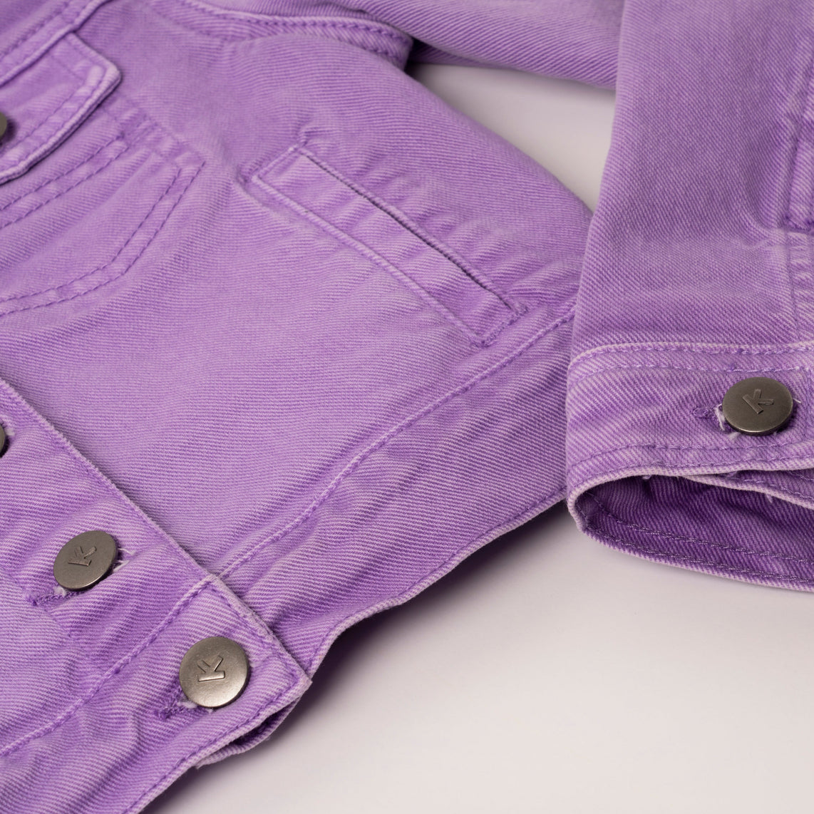 KIDPIK Girls Long Sleeve Purple Color Boxy Jean Jacket | Purple Pixie
