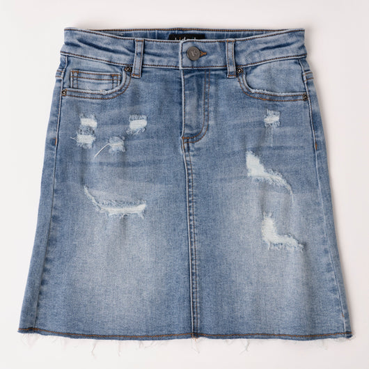Distressed 5pkt Denim Skirt - Picnic Wash