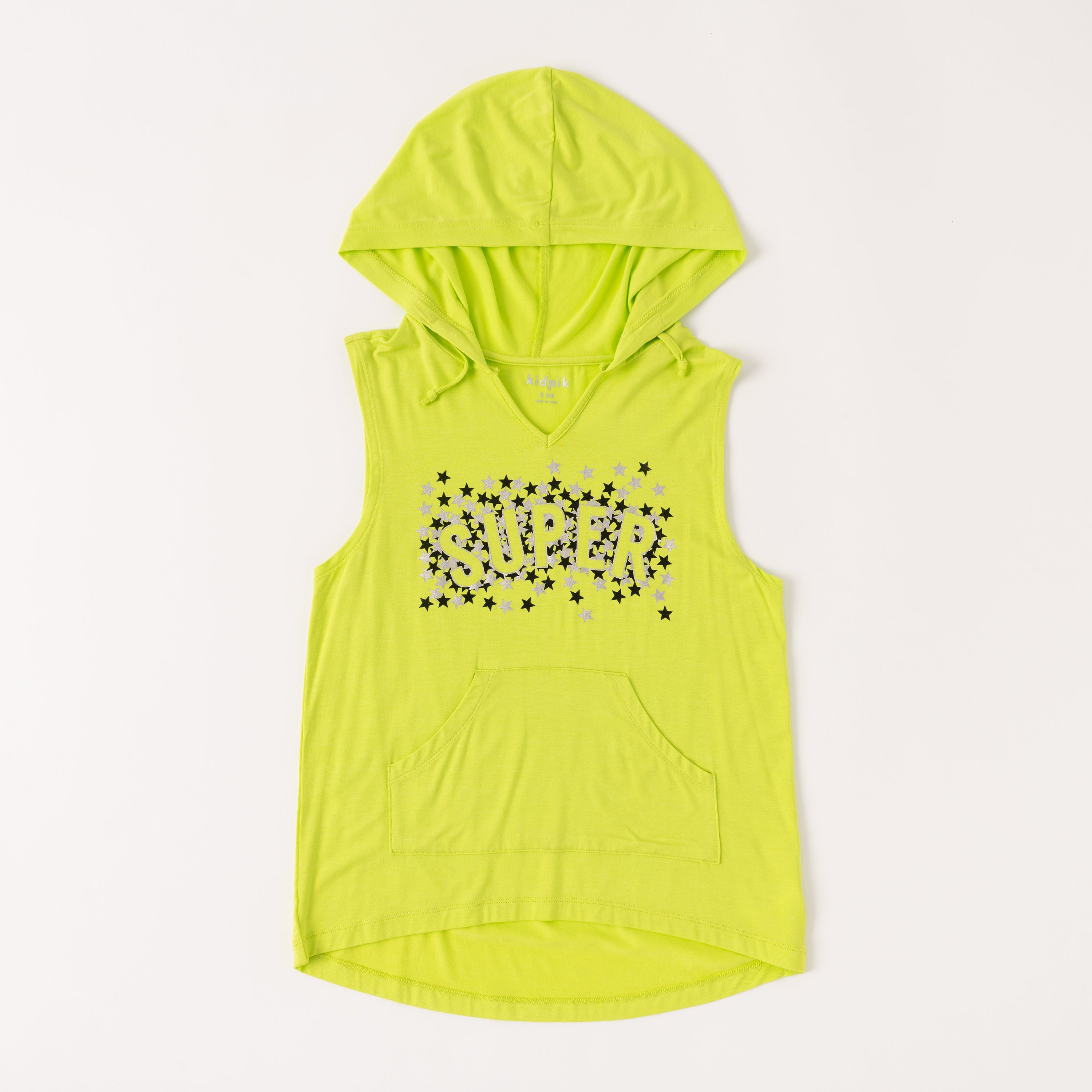 KIDPIK Girls Sleeveless Hoodie Super Graphic Athletic Graphic Tee